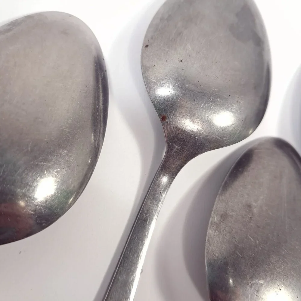 Vintage CORSICAN Modern place spoon set 5 Stainless steel Japan filigree scroll‎